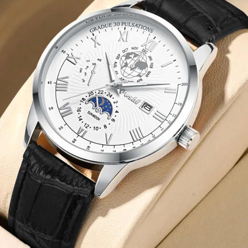 Montre à bracelet en cuir pour homme.