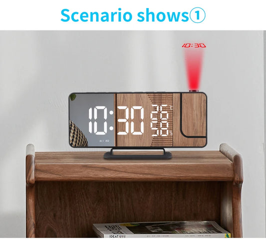 Réveil numérique à projecteur de plafond à 180°.