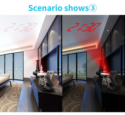 Réveil numérique à projecteur de plafond à 180°.