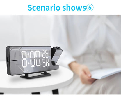 Réveil numérique à projecteur de plafond à 180°.