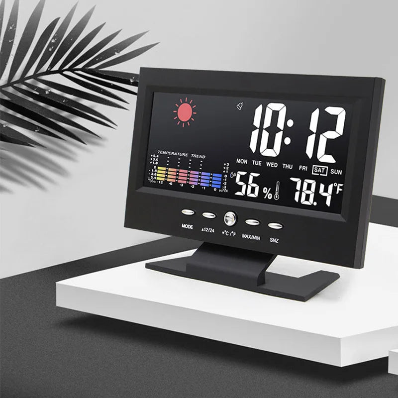 Horloge de bureau à écran LCD.