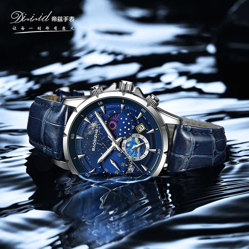 BAOSIZHE - Montre à quartz en cuir pour homme.