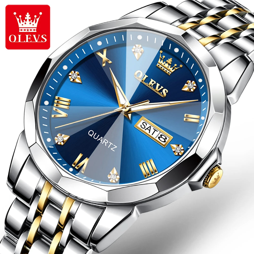 OLEVS - Montre exceptionnelle a miroir diamant 3D pour homme.