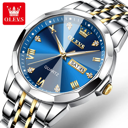 OLEVS - Montre exceptionnelle a miroir diamant 3D pour homme.