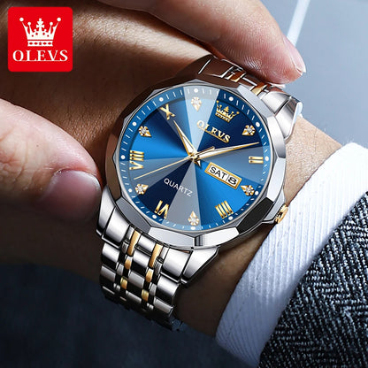 OLEVS - Montre exceptionnelle a miroir diamant 3D pour homme.