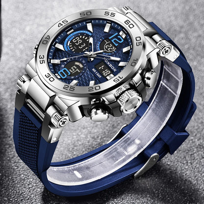 Montre de sport à quartz numérique à double affichage.