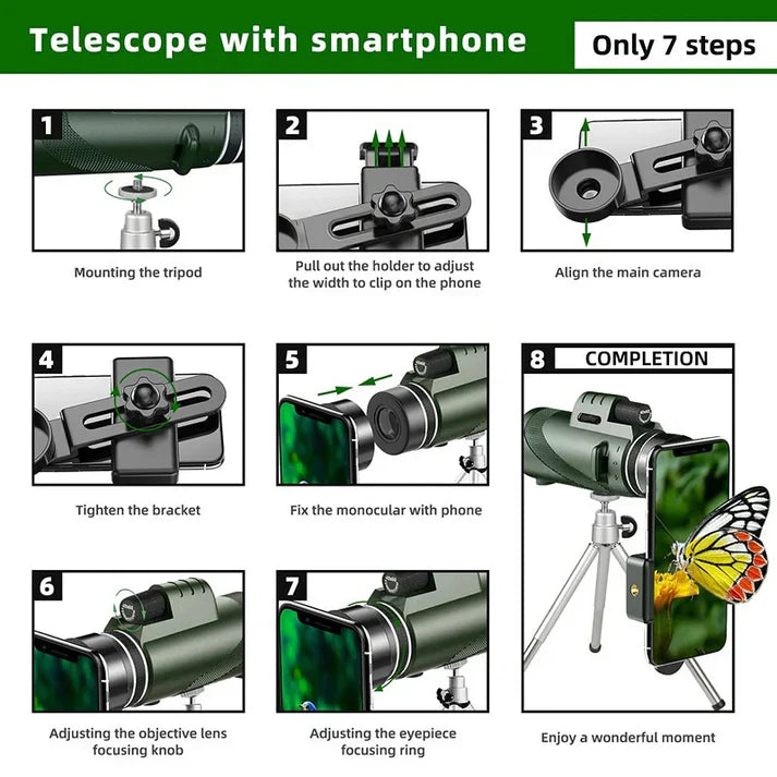Télescope monoculaire haute puissance pour une vision à longue distance.