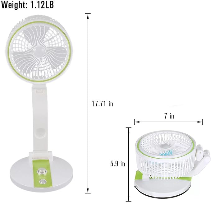Mini ventilateur pliable portable avec lumière LED.