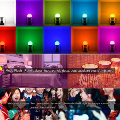 Ampoule colorée E27 RGB LED avec télécommande