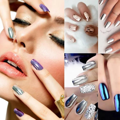 Pack de 18 couleur poudre pailletée métallique pour ongles.