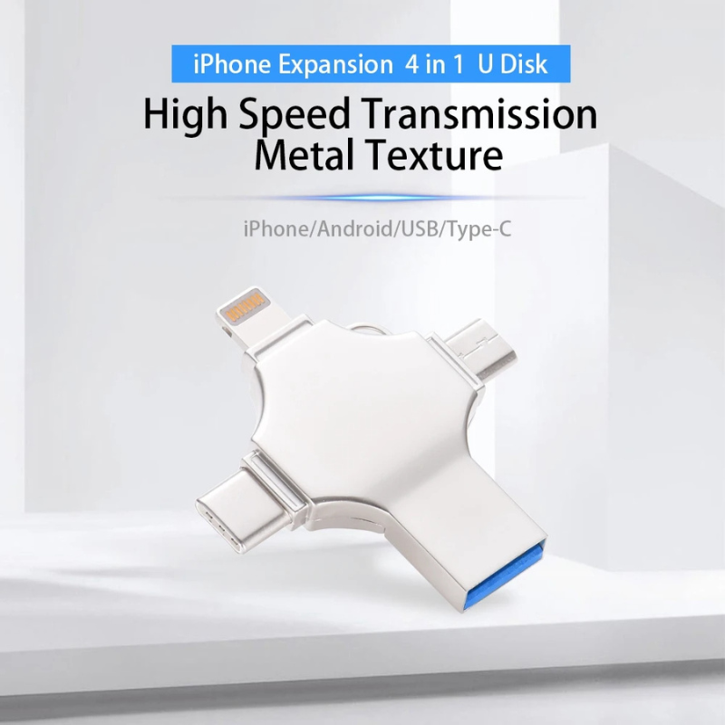 Mini clé USB  64GB en métal à double usage 4 en 1.