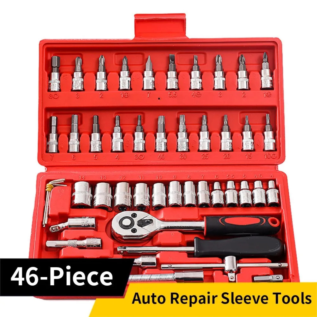 Kit d'outils de réparation automobile de 46 pièces.
