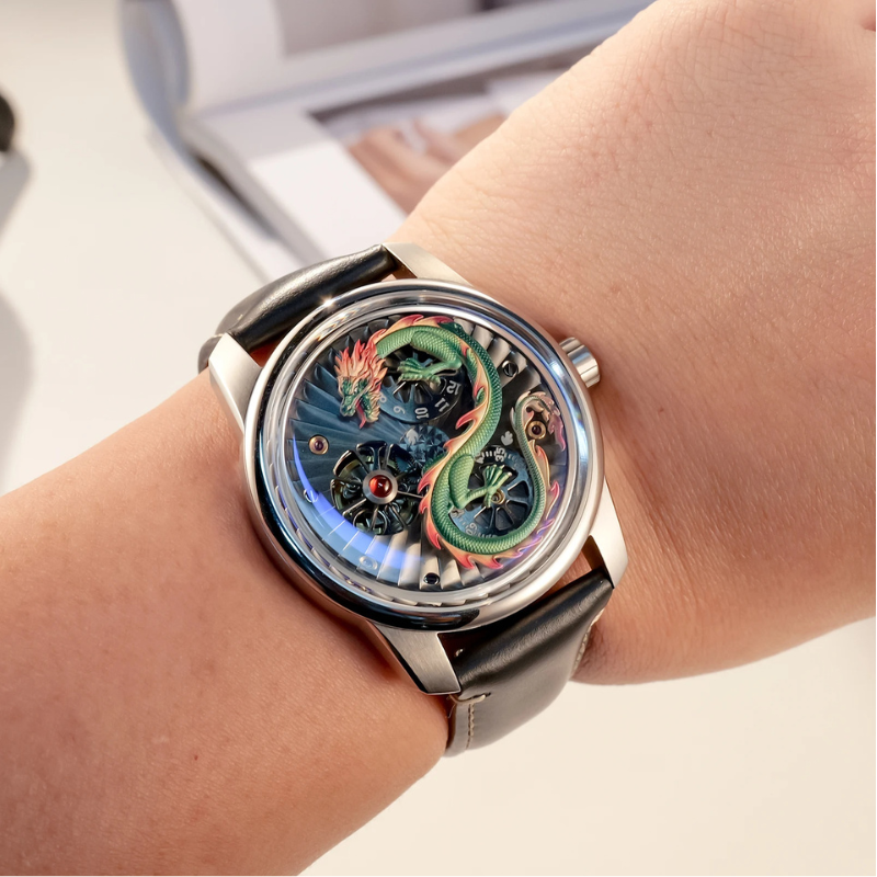 OBLVLO-DRAGON-VERT Montre Pour Homme.