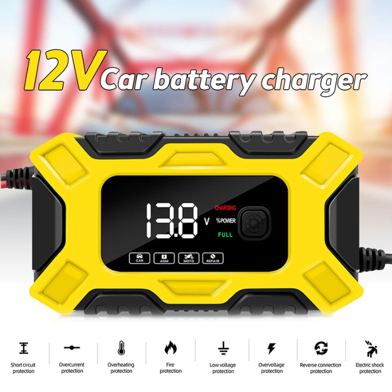 Chargeur de batterie professionnel 12V pour tous les types de véhicules.