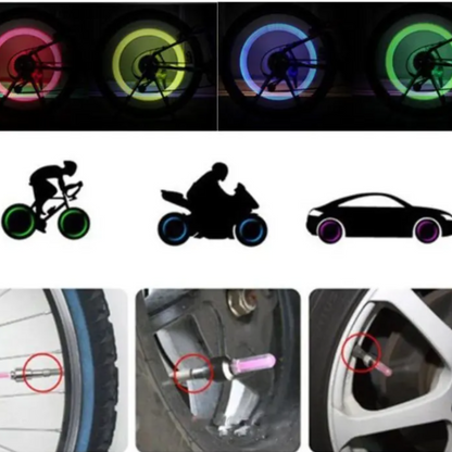 Lumières LED pour roues de vélo et de voiture.