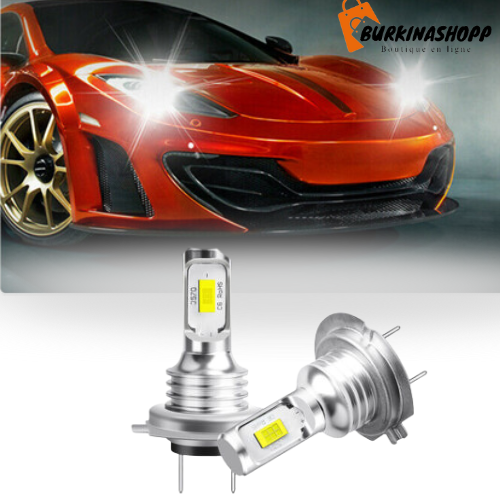 Lot de 2 ampoules LED H7 pour phares de voiture.