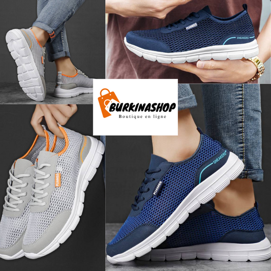 Baskets de course en maille d'été pour hommes.