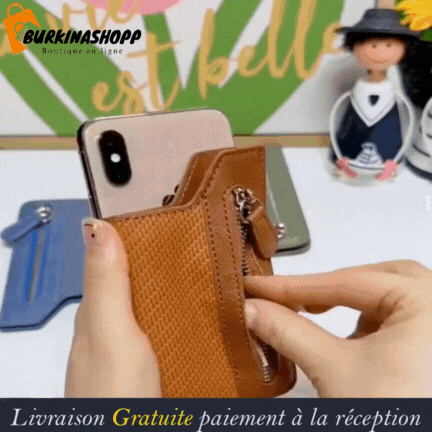 Portefeuille pliable avec porte-carte de téléphone magnétique multi-fentes