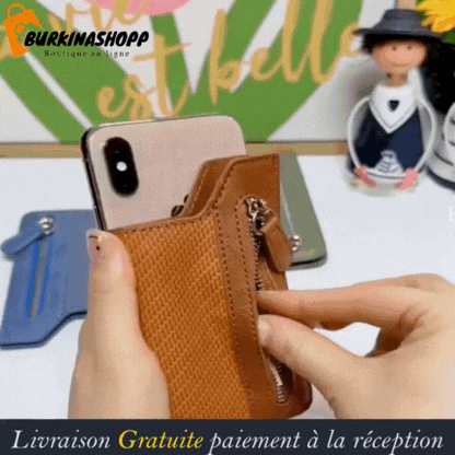 Portefeuille pliable avec porte-carte de téléphone magnétique multi-fentes
