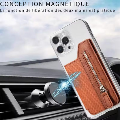 Portefeuille pliable avec porte-carte de téléphone magnétique multi-fentes