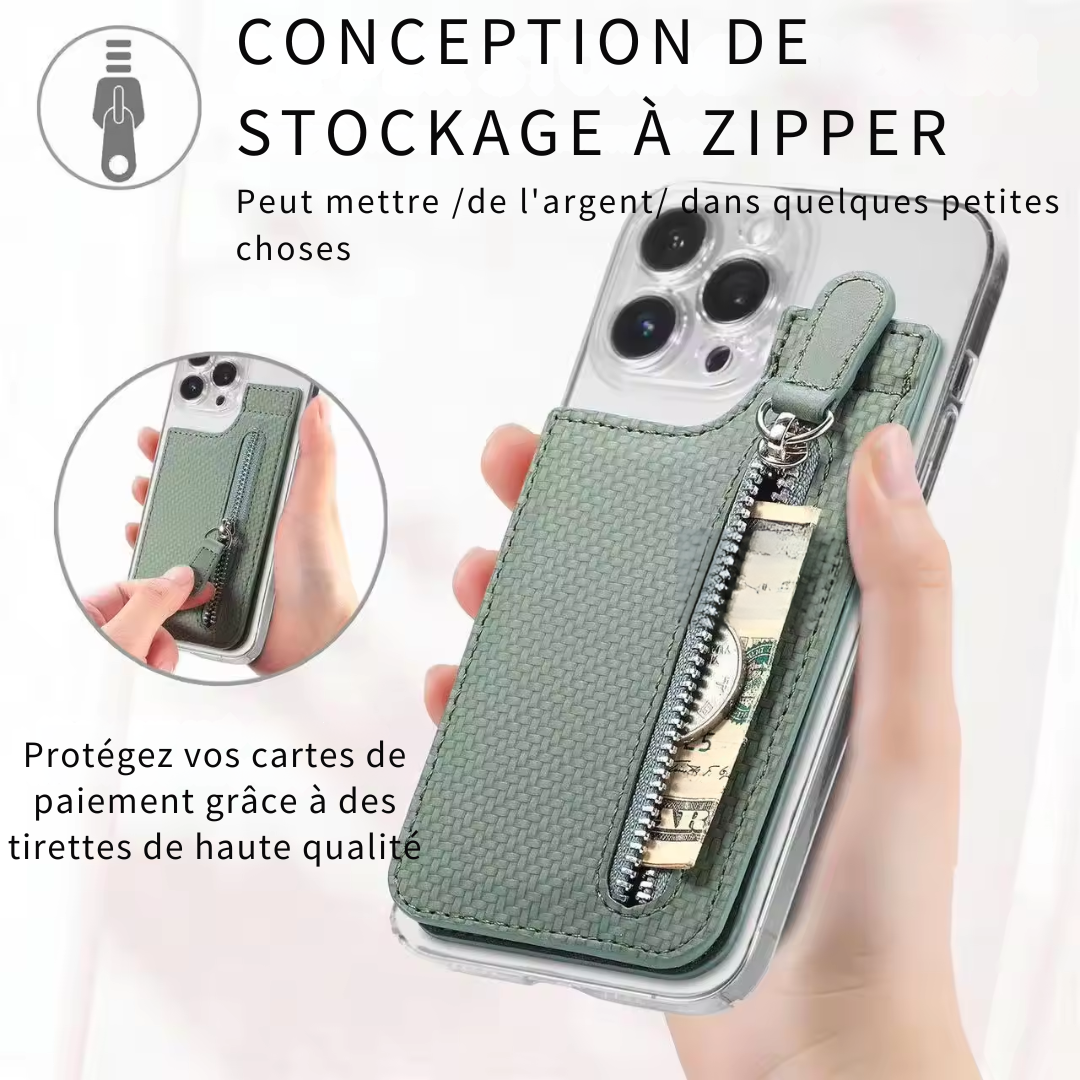 Portefeuille pliable avec porte-carte de téléphone magnétique multi-fentes