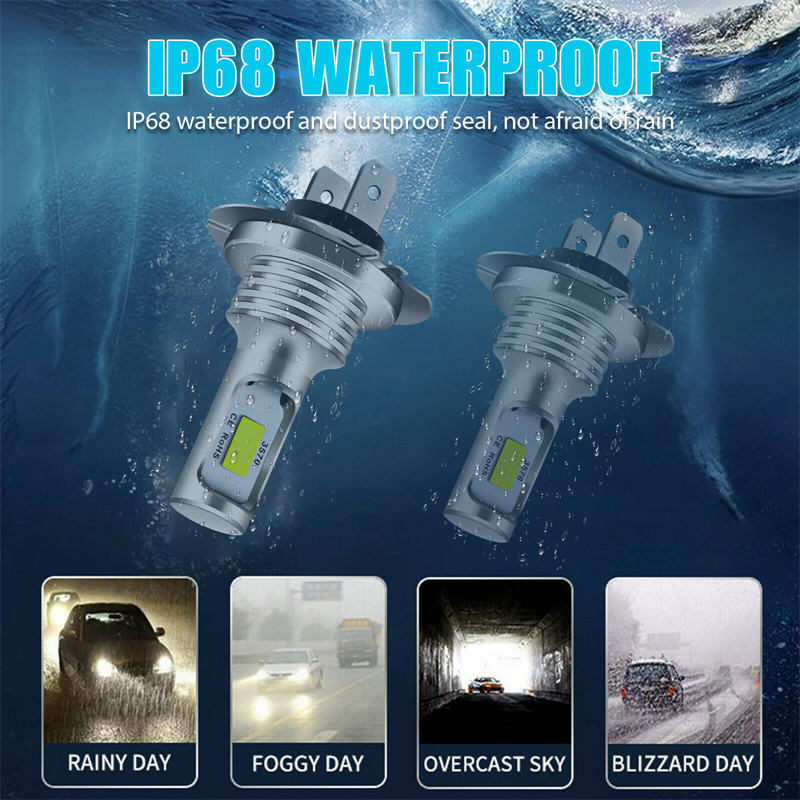 Lot de 2 ampoules LED H7 pour phares de voiture.