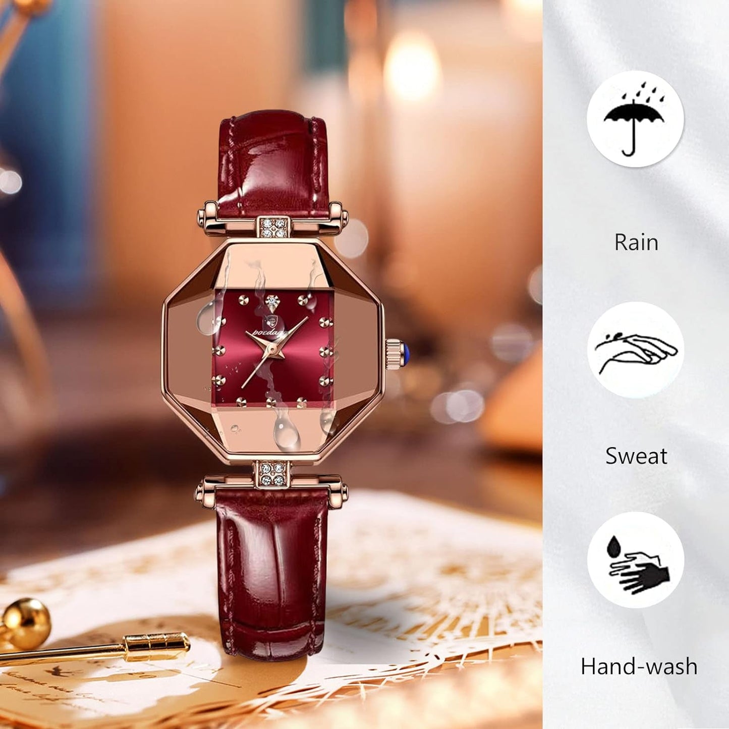 Montre en cuir de luxe pour femme.