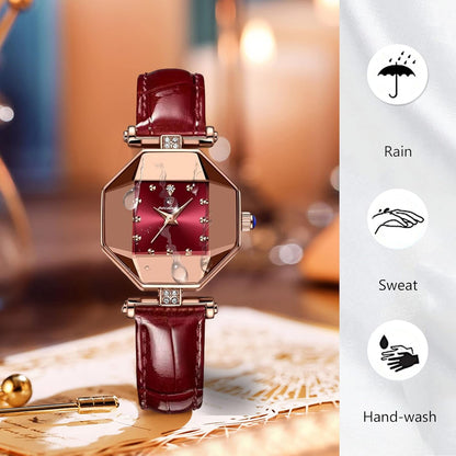 Montre en cuir de luxe pour femme.