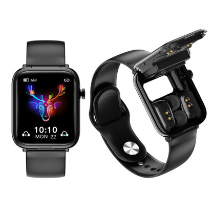 Montre intelligente connectée X8 avec des écouteurs sans fil.