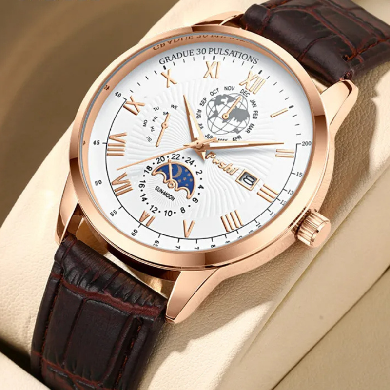 Montre à bracelet en cuir pour homme.