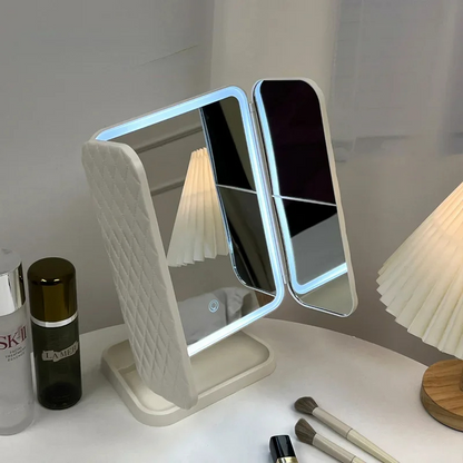Miroir décoratif pliant à LED et écran tactile.