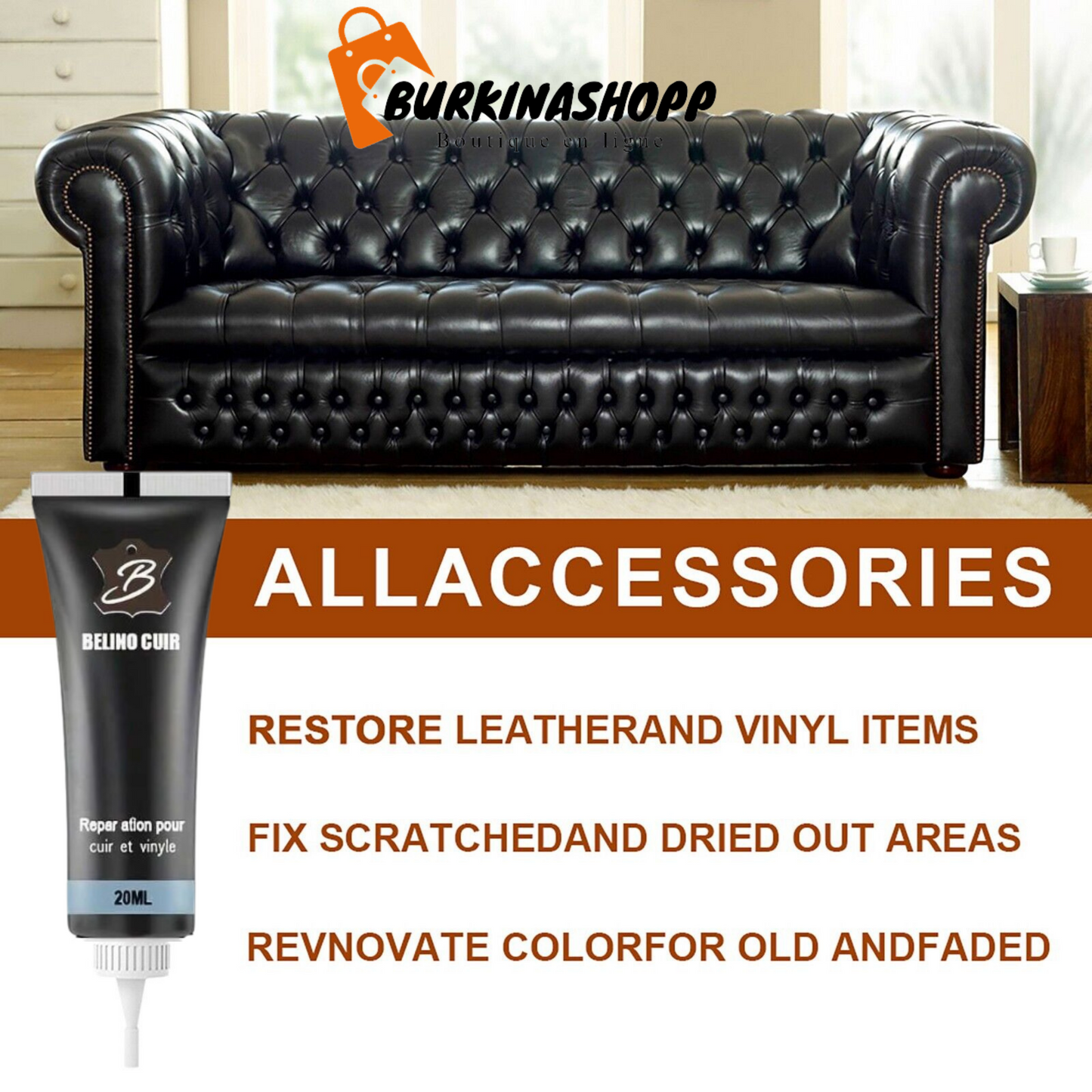 Gel réparateur pour cuir.