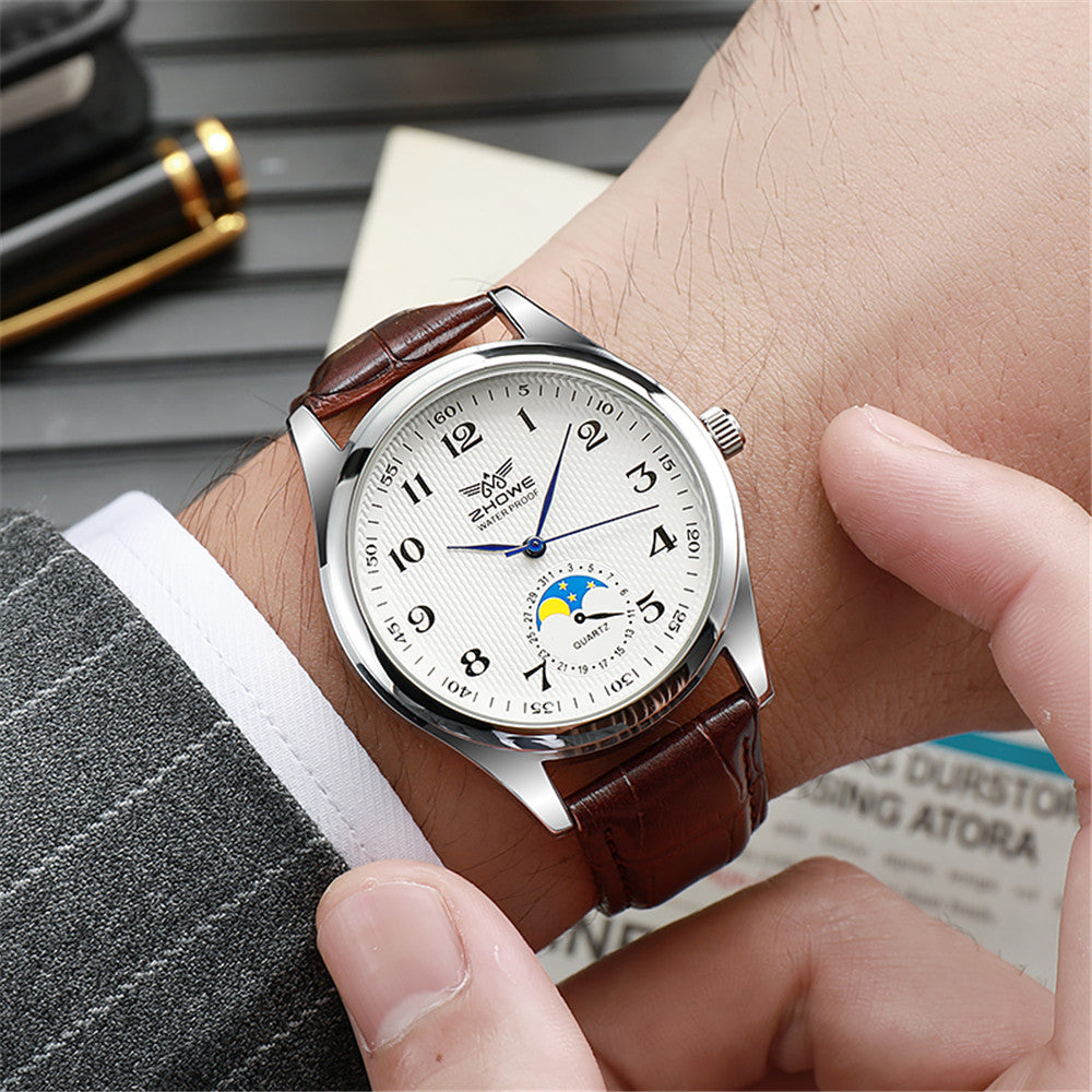 Montre-bracelet en cuir luxueux pour homme.