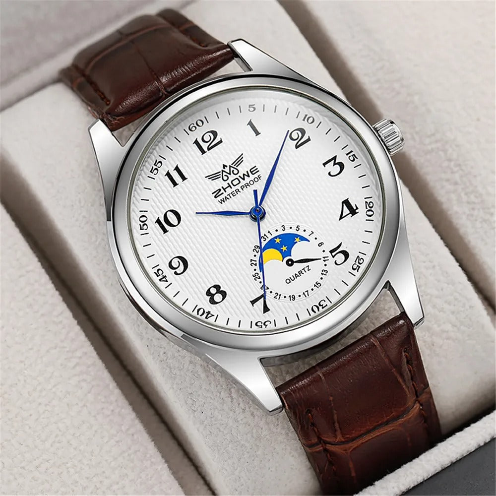 Montre-bracelet en cuir luxueux pour homme.