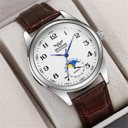 Montre-bracelet en cuir luxueux pour homme.