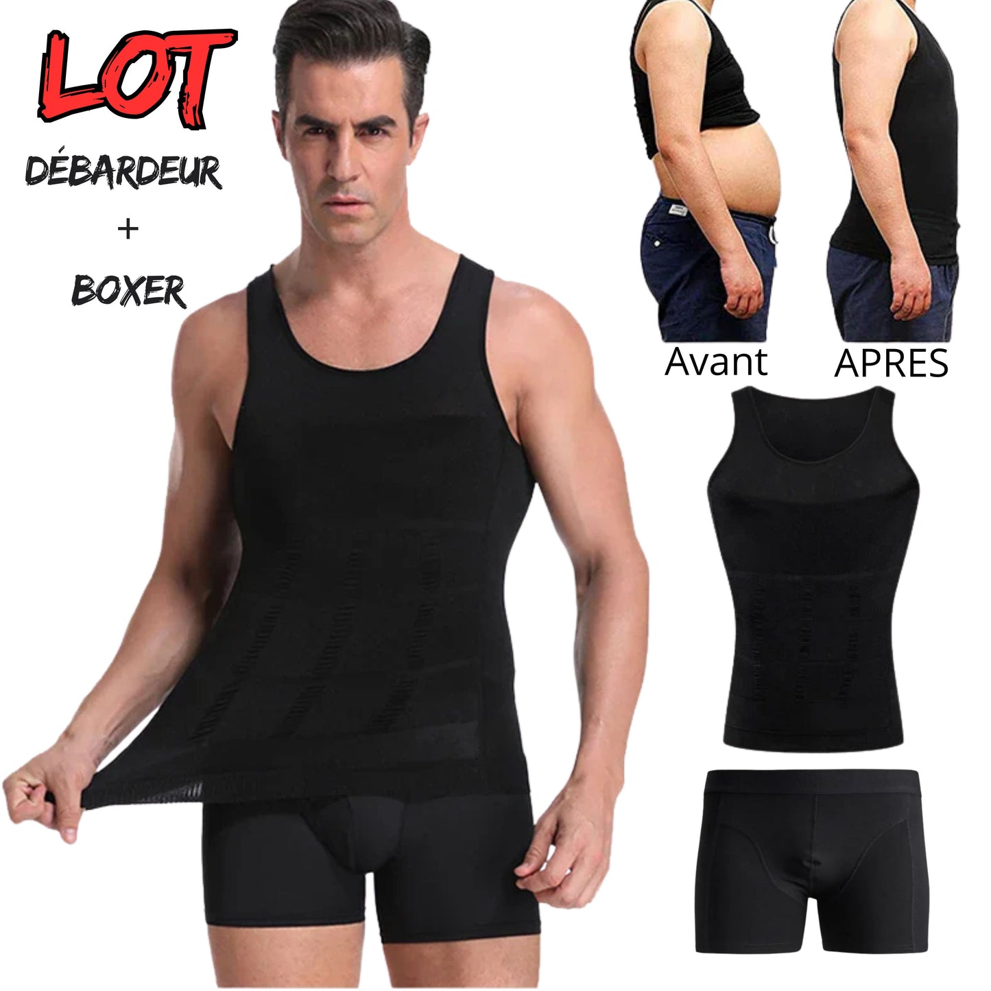 Lot Sculptant Homme : Débardeur de Compression + Boxer