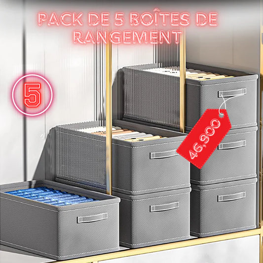 Pack de 5 boites de rangement innovantes et pliables.