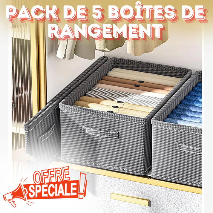 Pack de 5 boites de rangement innovantes et pliables.